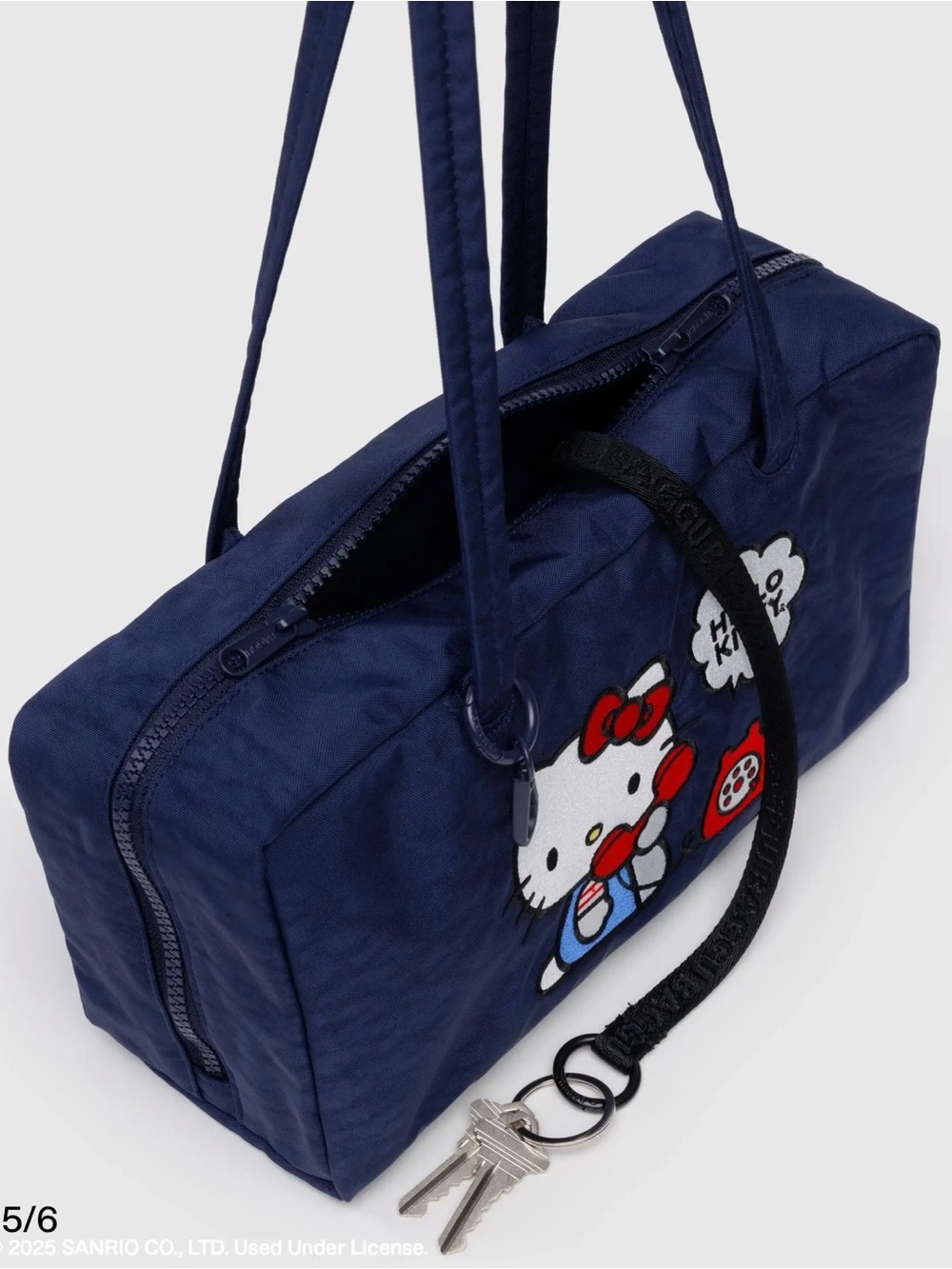 NWT BAGGU Nylon Bowler Bag Embroidered Hello Kitty Phone - Picture 10 of 16